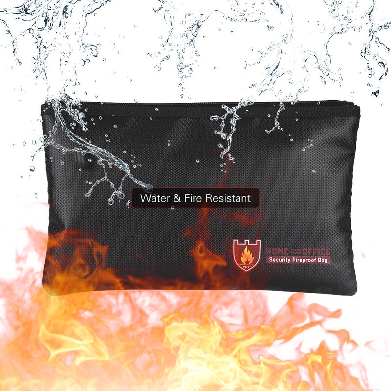 Fireproof Document Bag Silicone Coated Fiberglass Money Bag Pouch Holder Water Fire with Zipper Closure Storage for File Jewelry Valuables, Small Size - Image 5