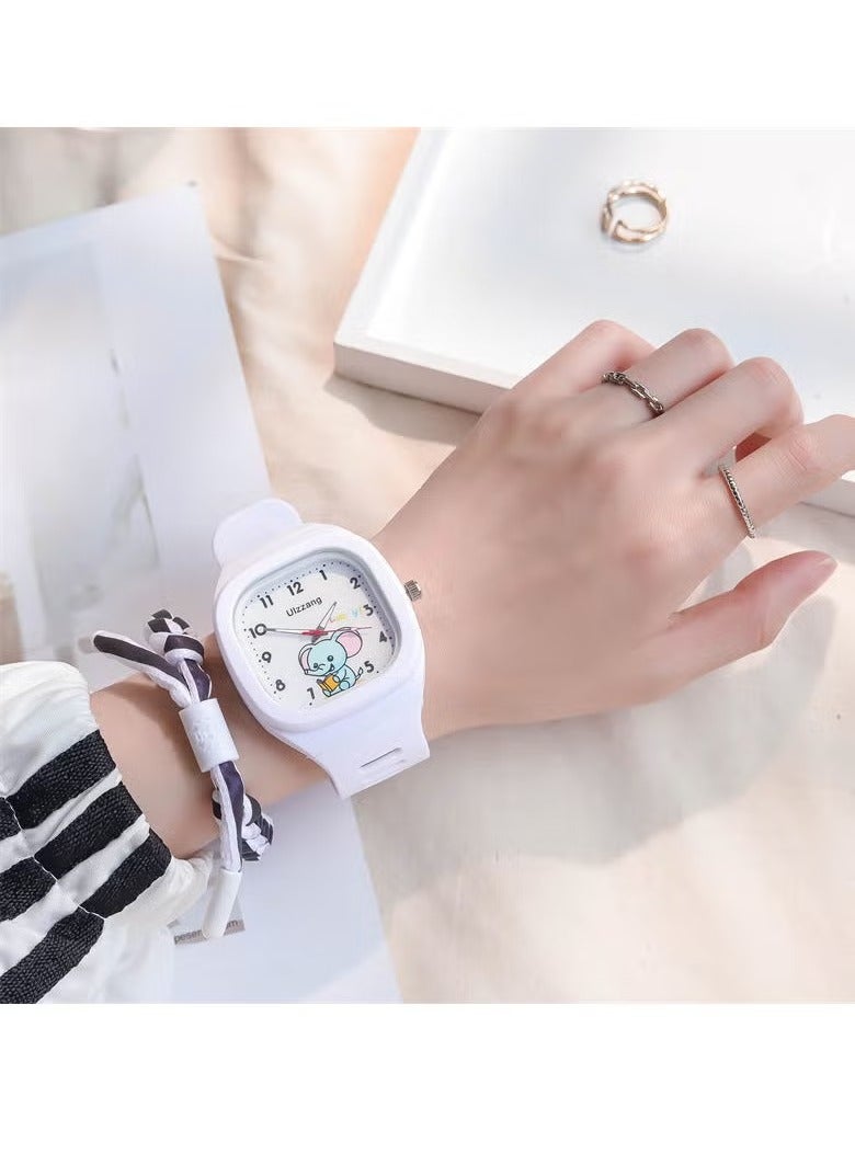 ULZZANG 4 Pcs Kids' Square Water Resistant Silicone Digital Watch - Image 4