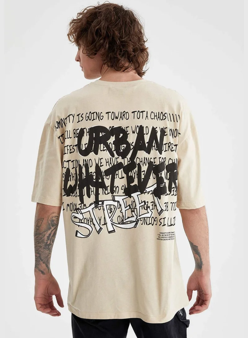 DeFacto Oversized Short Sleeve Back Print T-Shirt