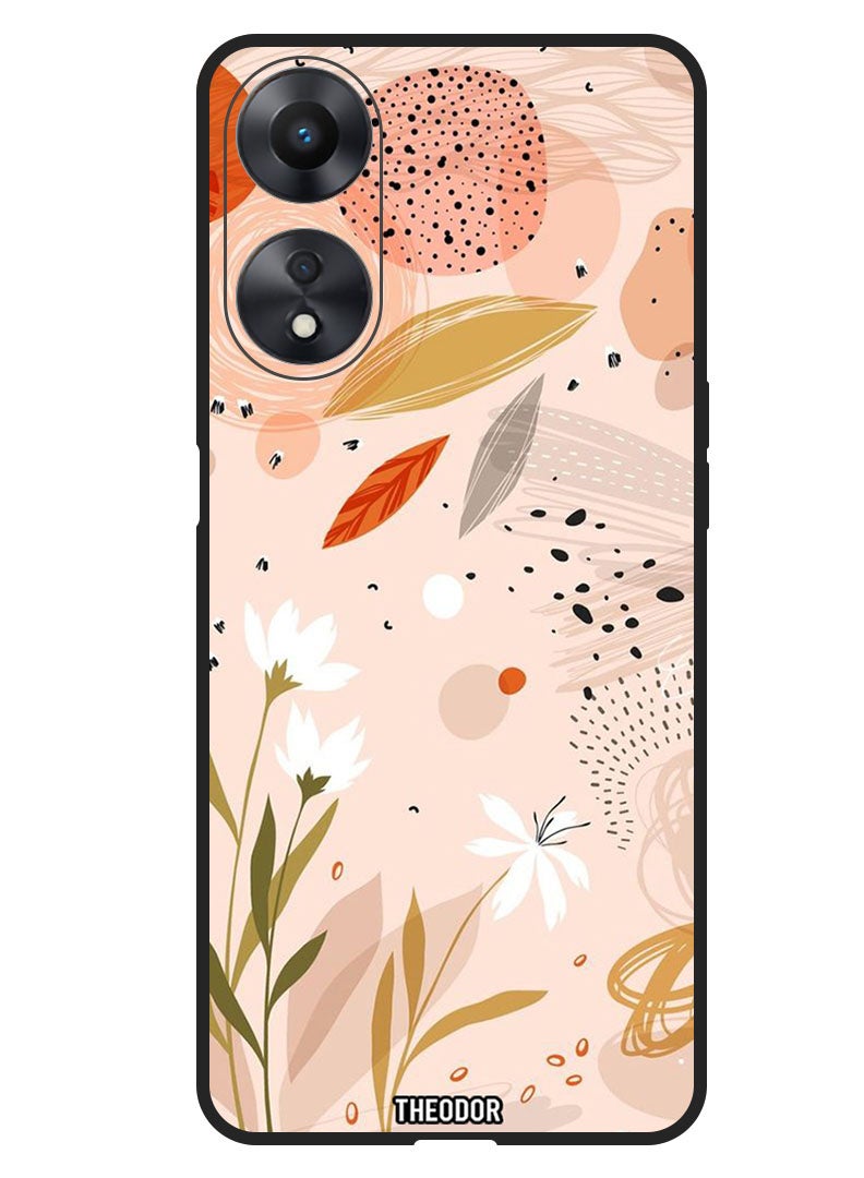 Theodor Protective Case Anti Scratch Shock Proof Bumper Cover For Oppo F23 5G Floral Art - Image 1