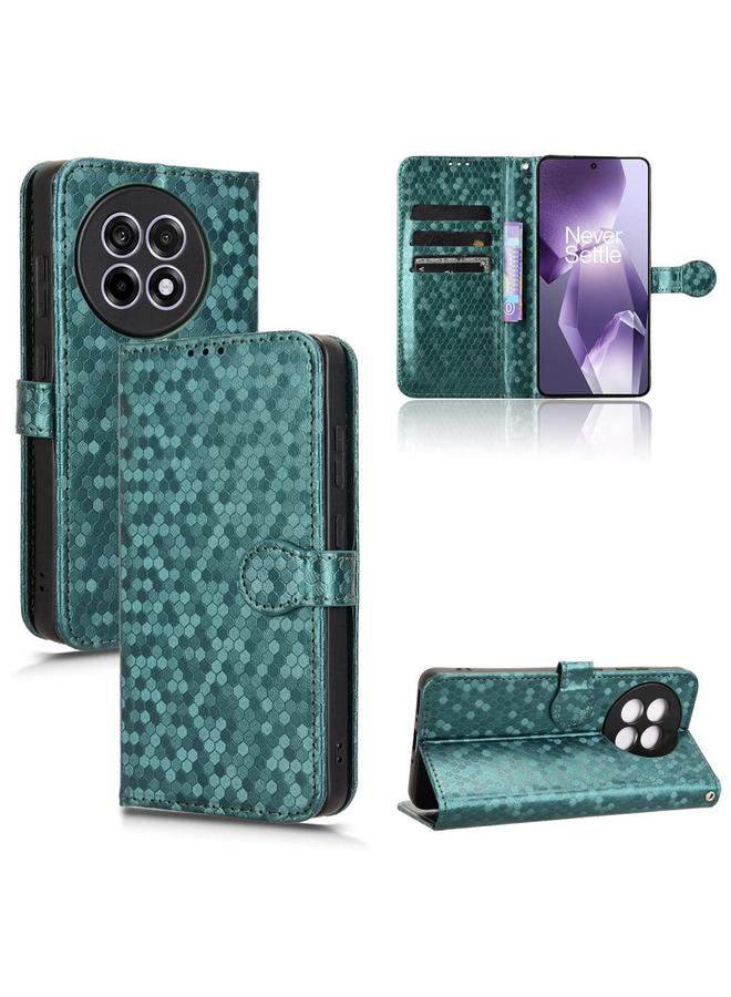 Zaboon For OnePlus Ace 5 / Ace 5 Pro Honeycomb Dot Texture Leather Phone Case(Green) 