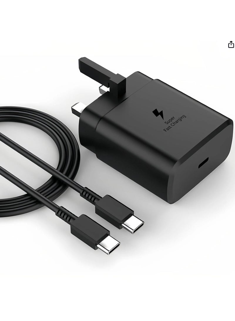 45W USB C Super Fast Charging Charger - Compatible with S24 S23 S22 S21 S20 Ultra, S24+ S23+ S22+ S21+, A53, A15, A 55, A54 - Type C（1.5M fast charging cable） Power Adapter - Image 1