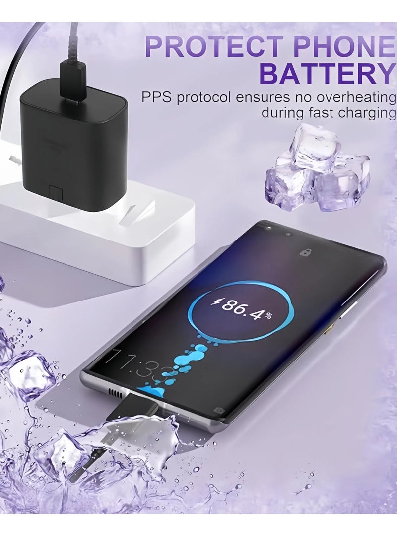 45W USB C Super Fast Charging Charger - Compatible with S24 S23 S22 S21 S20 Ultra, S24+ S23+ S22+ S21+, A53, A15, A 55, A54 - Type C（1.5M fast charging cable） Power Adapter - Image 4