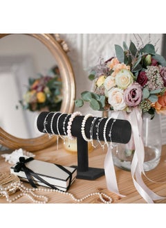 SYOSI Black Velvet T Bar Jewelry Display Stand Set with Transparent Box, Bracelet Holder, Necklace Bangle Display Rack for Pendants, Choker, Watches, Earrings, Anklets, 2pcs  - Image 3