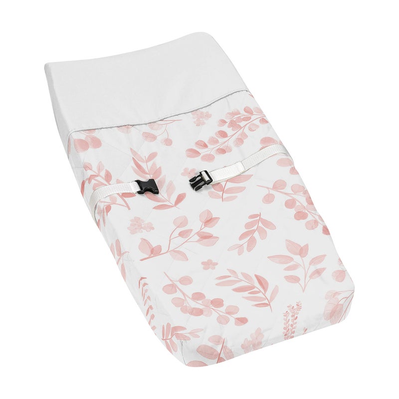 Sweet Jojo Designs Sweet Jojo Designs Blush Pink and White Floral Leaf Girl Baby Nursery Changing Pad Cover Boho Chic Bohemian Watercolor Botanical Flower Woodland Tropical Garden Leaves Pastel Light Pink Nature Bloom 