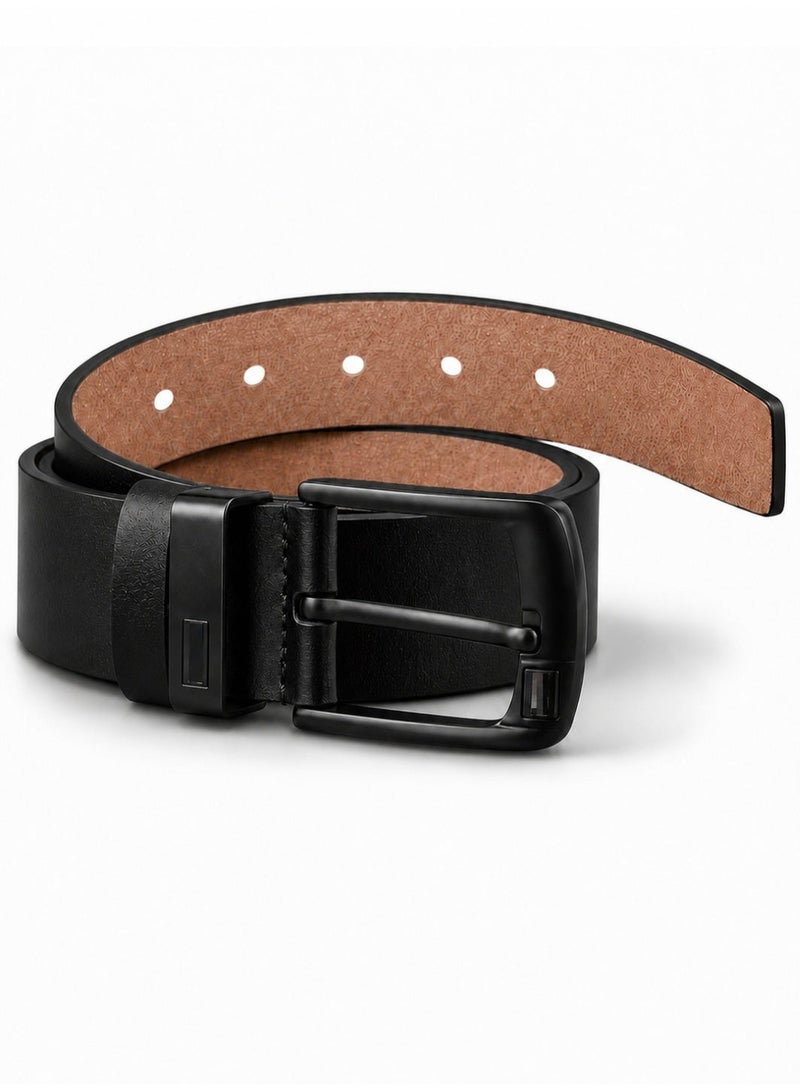 HASTE Vintage Wide Leather Belt - Antique Pin Buckle - 125cm - Black - Image 3