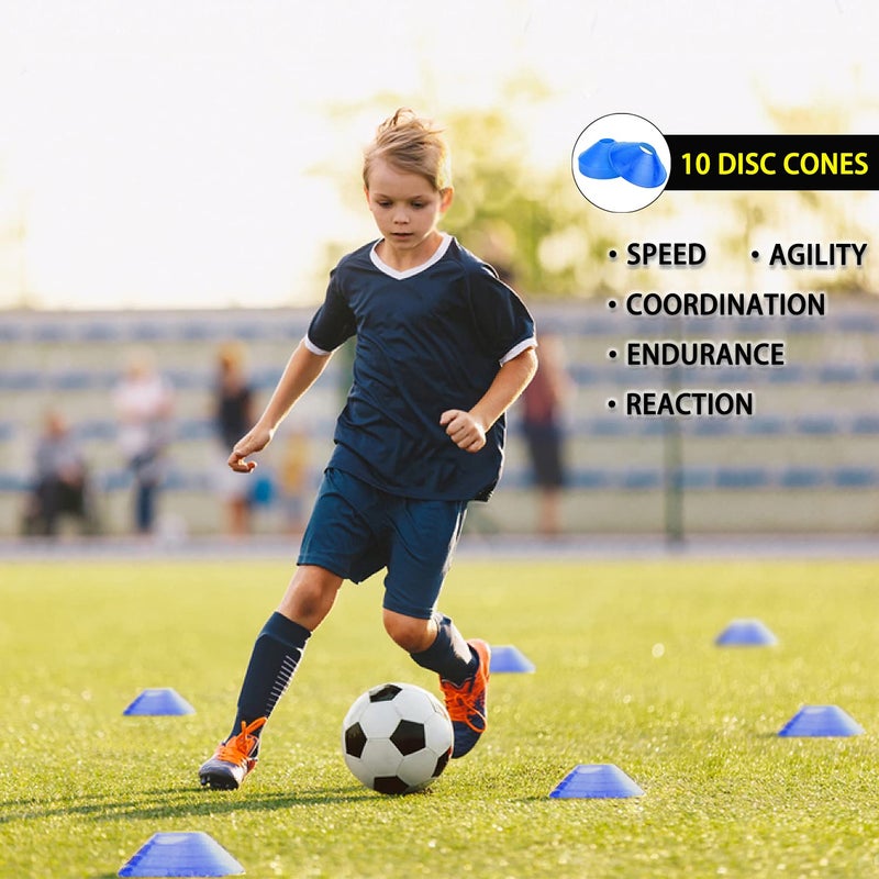 HLYWEI Speed Agility Training Set, Includes 1 Agility Ladder, 4 Steel Stakes, 1 Sports Headband,1 Jump Rope, 10 Disc Cones and Gym Carry Bag - Speed Training Equipment for Soccer Football Basketball (Blue) - Image 3