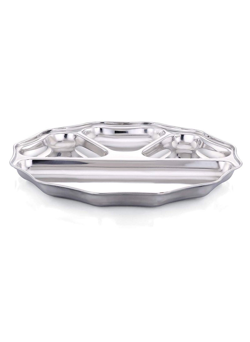 Expresso Expresso - Heavy Duty Stainless Steel Round New Dinner Plate w/4 Sections Divided Mess Trays for Kids Lunch, Camping, Events & Every Day Use Kitchenware (2 Piece)  - Image 2