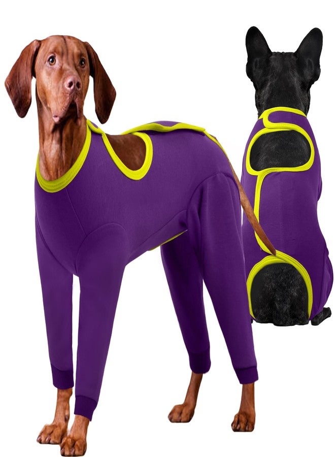 IDOMIK Dog Recovery Suit After Surgery,Long Sleeve Dog Surgical Onesie for Surgery,Soft Breathable Pet Pajamas Anti Shedding,Adjustable Bodysuit Prevent Licking Wound,Cone Collar Alternative,Purple,L - Image 1