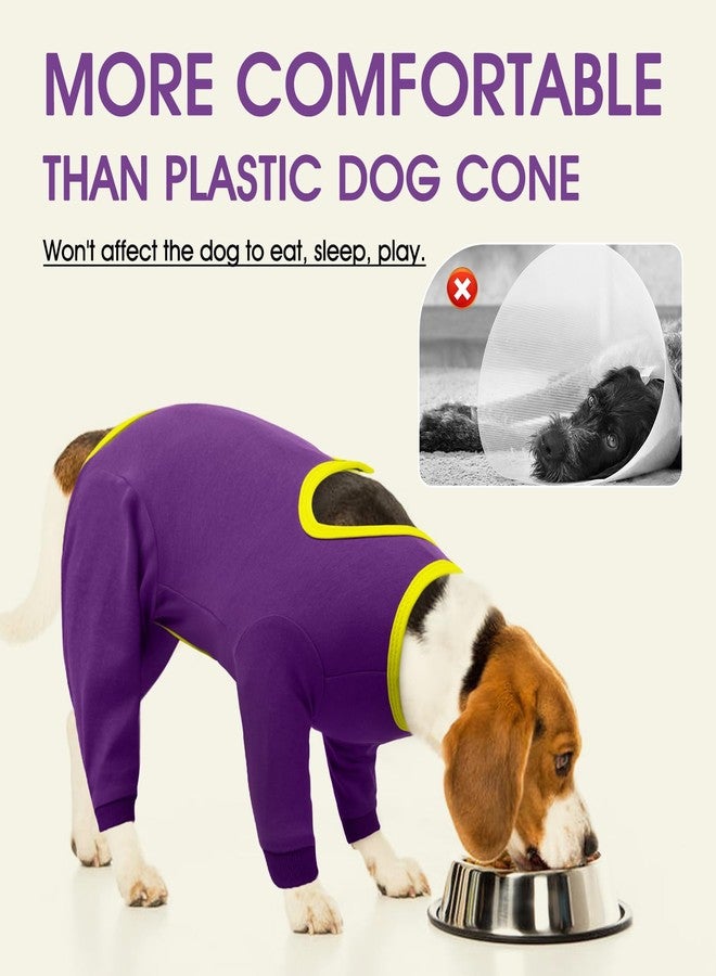 IDOMIK Dog Recovery Suit After Surgery,Long Sleeve Dog Surgical Onesie for Surgery,Soft Breathable Pet Pajamas Anti Shedding,Adjustable Bodysuit Prevent Licking Wound,Cone Collar Alternative,Purple,L - Image 4