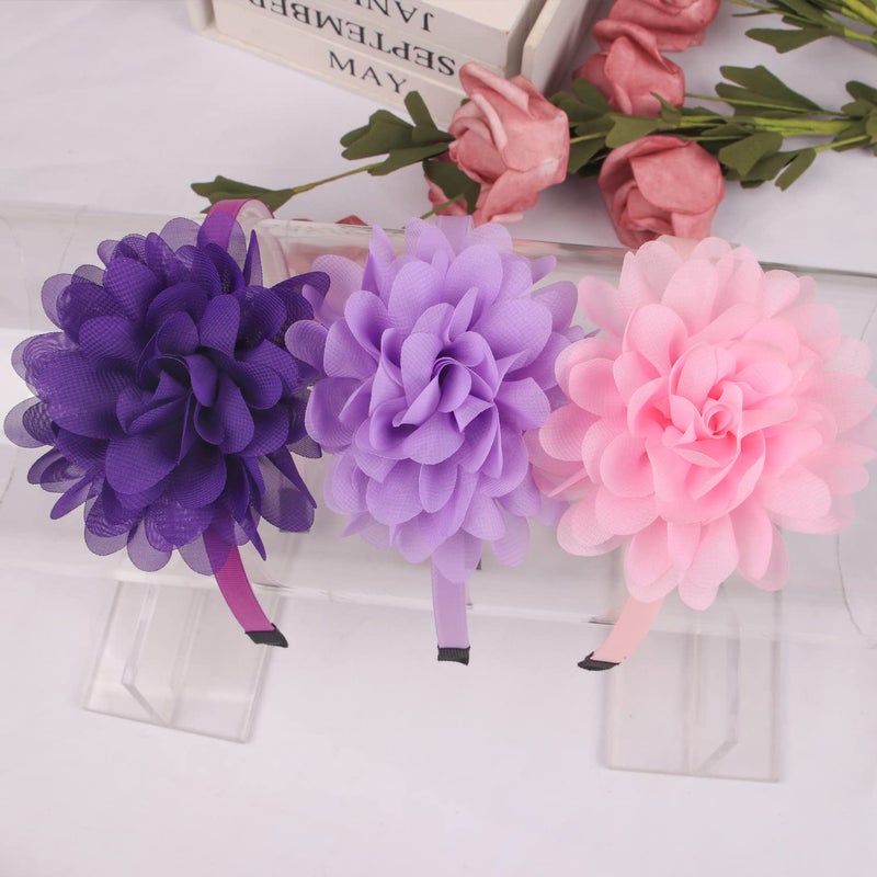XIMA Headbands for Girls,Chiffon Flower Hairbands with Teeth for Kids Teens Children Hair Accessoies Pack of 15 - Image 5