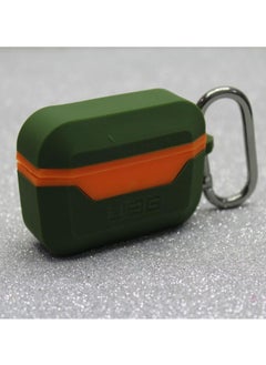 Ecosystem Compatible with AirPod Pro Case Full-Body Protective Soft-Touch Hard Case with Detachable Carabiner, Standard Issue Hard Case (Green - Orange)