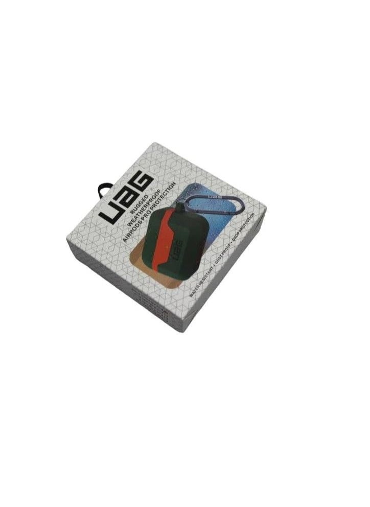 UAG - Ecosystem Compatible with AirPod Pro Case Full-Body Protective Soft-Touch Hard Case with Detachable Carabiner, Standard Issue Hard Case (Green - Orange) - Image 1