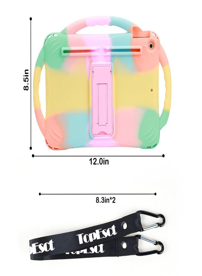 TOPESCT Kids Case for 10.2" iPad 9th/8th/7th Gen - Made of Kid-Friendly Silicone, with Built-in Screen Protector, Shockproof Handle Stand Case for iPad 9/8/7 Gen 10.2 inch (Rainbow) - Image 2