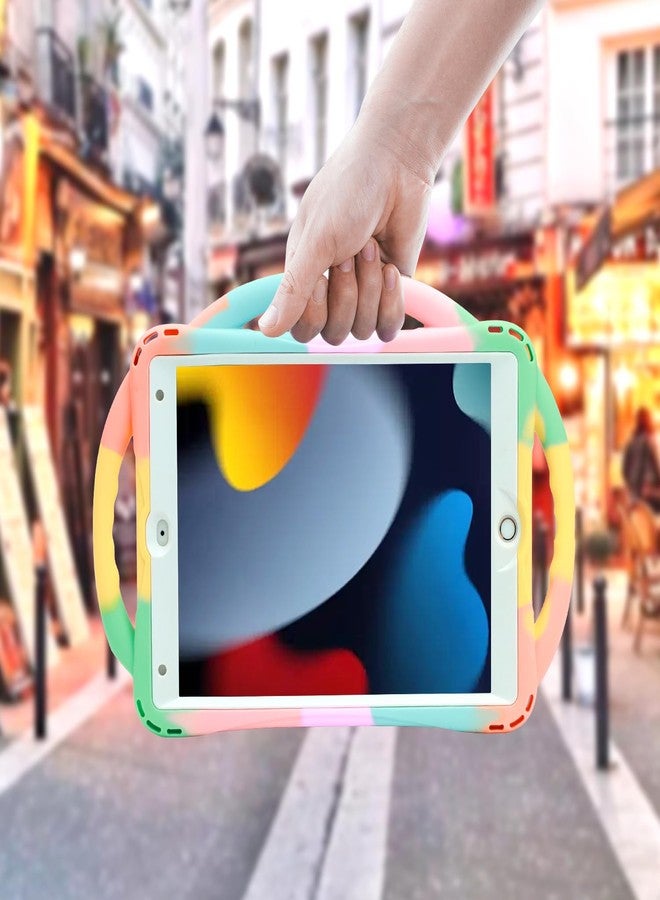 TOPESCT Kids Case for 10.2" iPad 9th/8th/7th Gen - Made of Kid-Friendly Silicone, with Built-in Screen Protector, Shockproof Handle Stand Case for iPad 9/8/7 Gen 10.2 inch (Rainbow) - Image 5