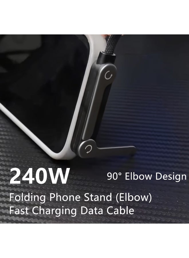 Arabash 240W Braided Stand USB-C Cable, USB-A to Type-C Foldable Stand Fast Charging Cable, Foldable Stand Type-C Gaming Cable - Image 3