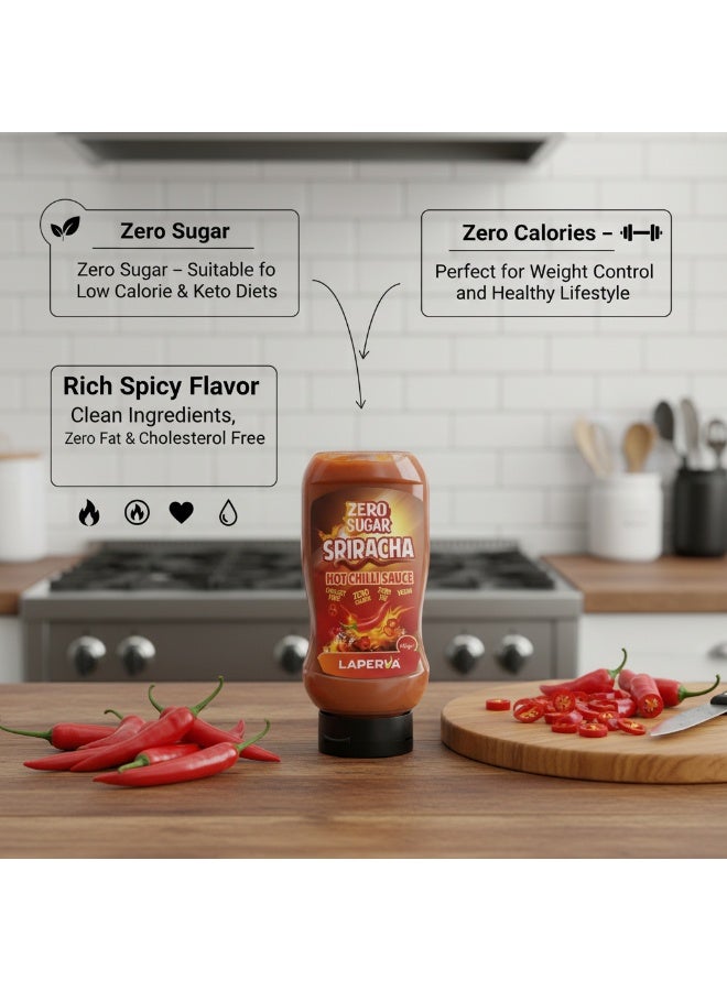 Laperva Hot Chilli & Sriracha Sauce, 425 ml, Zero Sugar, Zero Calories, Vegan, Diet & Fitness Friendly - Image 4
