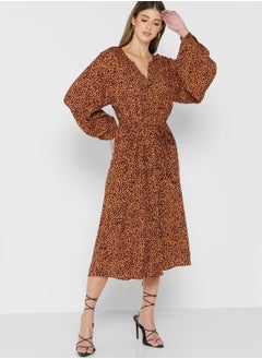 Printed Tie Waist Dress
