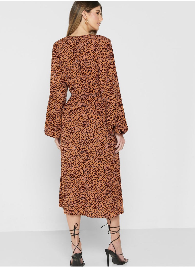 VERO MODA - Printed Tie Waist Dress - Image 1