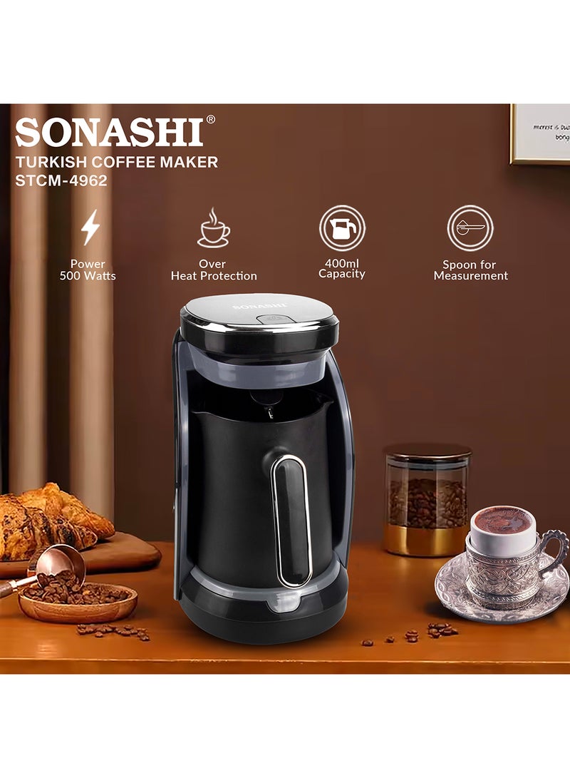 SONASHI Turkish Coffee Maker Up To 4 Cups Turkish Coffee Machine For Slowly Brewed Delicious Turkish Coffee/Light & Sound Indicator/Overheat Protection 0.4 L 500 W STCM-4962 Multicolour - Image 3