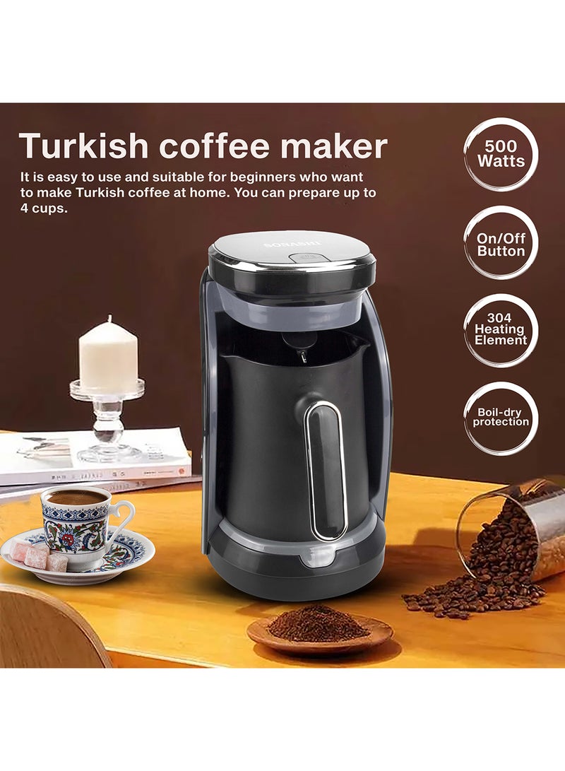 SONASHI Turkish Coffee Maker Up To 4 Cups Turkish Coffee Machine For Slowly Brewed Delicious Turkish Coffee/Light & Sound Indicator/Overheat Protection 0.4 L 500 W STCM-4962 Multicolour - Image 5