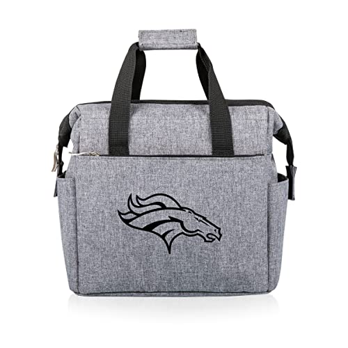 Picnic TIME NFL Denver Broncos On The Go Lunch Bag Soft Cooler Lunch Box Insulated Lunch Bag Heathered Gray - Image 1