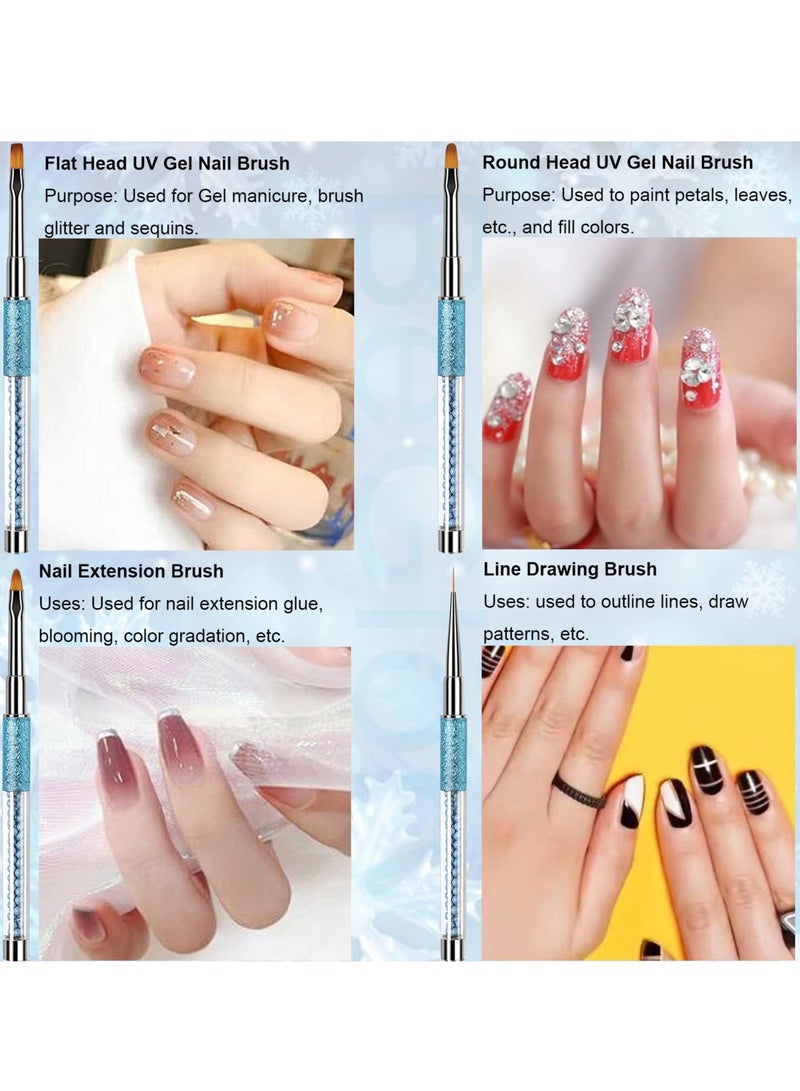 Zikra 10 Pcs Acrylic Nail Art Brushes Set Manicure Tools Nail Art Diy Design Brush for Acrylic Application Nail Art Brush or Home Use and Professional Nail Salon Fine Drawing Nail Brushes blue - Image 5