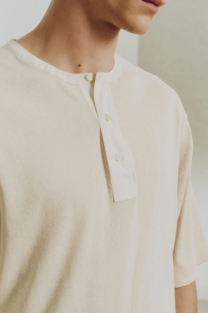 H&M Loose Fit Linen-blend Henley top