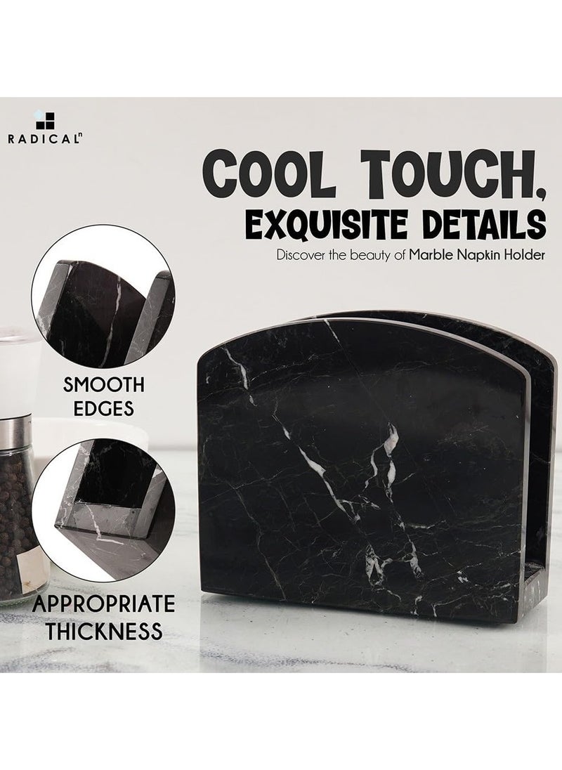 RADICALn - RADICALn Handmade Black Marble Napkin Holder Perfect for Wall Decoration Table Top Decor Coffee Table Elegant Paper Towel Holder for Kitchen - Image 1