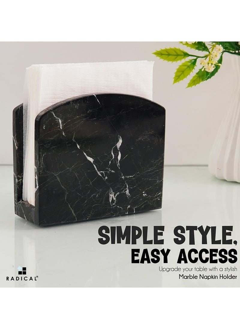 RADICALn - RADICALn Handmade Black Marble Napkin Holder Perfect for Wall Decoration Table Top Decor Coffee Table Elegant Paper Towel Holder for Kitchen - Image 1