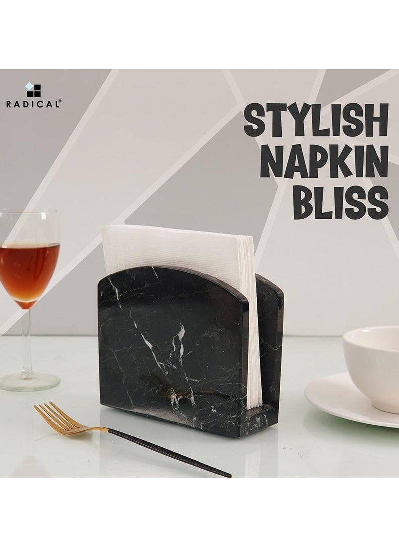 RADICALn - RADICALn Handmade Black Marble Napkin Holder Perfect for Wall Decoration Table Top Decor Coffee Table Elegant Paper Towel Holder for Kitchen - Image 1