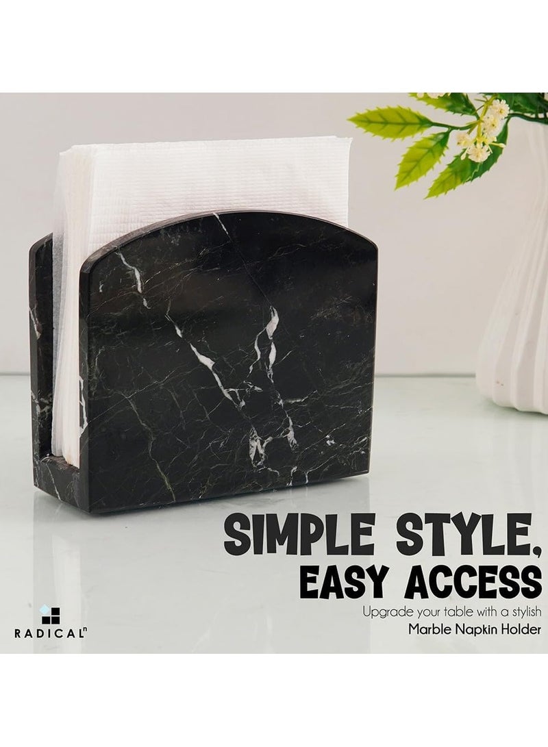 RADICALn Radicaln Marble Napkin Holder 5.5" Inch Black Handmade Dining Table Napkins Holder - Simple Modern Home & Kitchen Paper Towel Holder Countertop - Used as Utensil Holder, Home Décor & Bar Napkins  - Image 4
