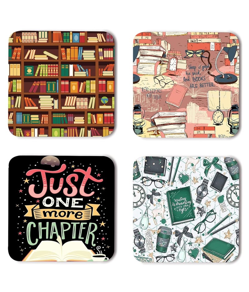 WHATS YOUR KICK Whats Your Kick Book Reading Theme Printed Set of 4 Wooden Fridge Magnet Reading Quotes Kichen Home Decor 76 x 76 CM D2 