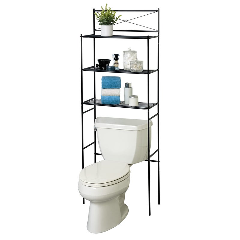 Zenna Home Zenna Home Over The Toilet Storage Metal Bathroom Storage Organizer with 3 Shelves Easy Assembly Bathroom Space Saver that Fits Above Toilet Black 