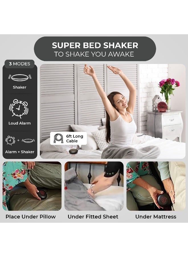 Sonic Alert Sonic Bomb Dual Alarm Clock with Bed Shaker, Red Vibrating Alarm Clock Heavy Sleepers, Battery Backup | Wake with a Shake - Image 2