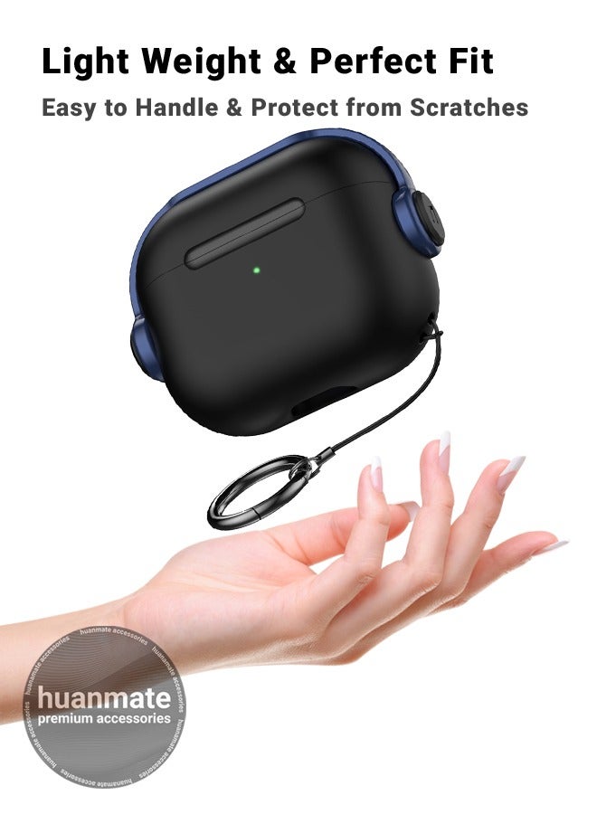 huanmate Apple AirPods 4 Premium Protection Case Cover - Black/Blue - Lightweight, Stylish Design, Accurate Cut-outs - Easy to Install & Remove - Durable Shield for Your Apple AirPods 4  - Image 3