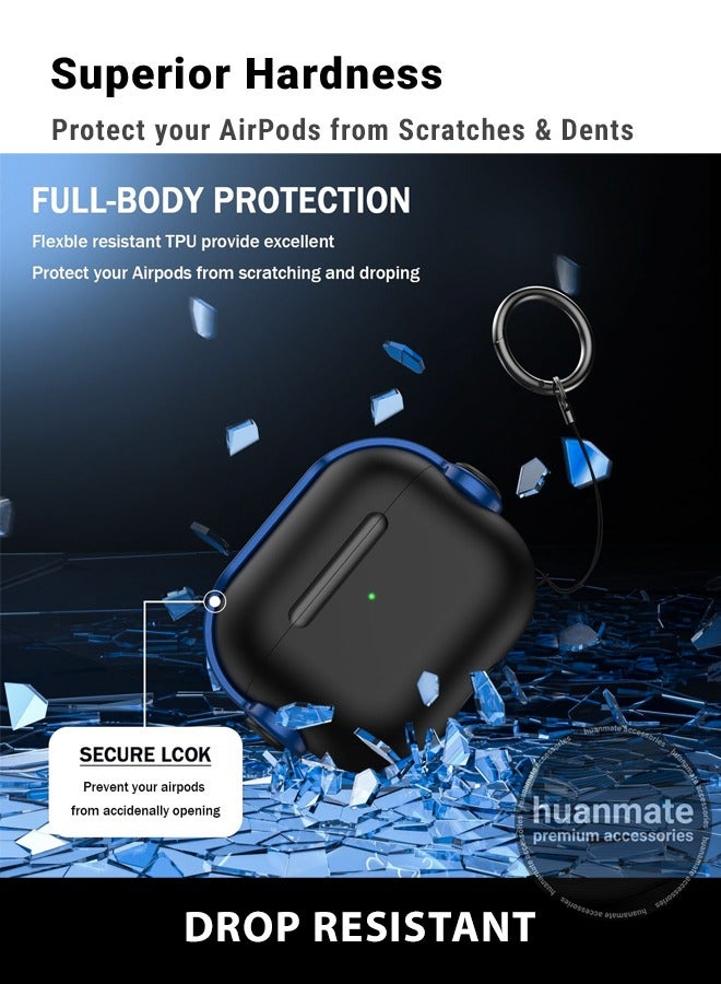 huanmate Apple AirPods 4 Premium Protection Case Cover - Black/Blue - Lightweight, Stylish Design, Accurate Cut-outs - Easy to Install & Remove - Durable Shield for Your Apple AirPods 4  - Image 4