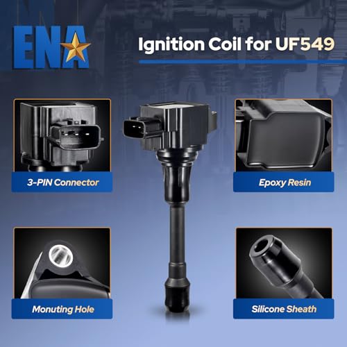ENA حزمة ملف الإشعال ENA UF549 و شمعات الإشعال مزدوجة الإريديوم 9029 متوافقة مع نيسان ألتيما فيرسا سنترا روج سلكت كيوب باثفايندر 2007 2008 2009 2010 2011 2012 2013 2.5 1.8 1.6 2.0 L4 مجموعة من 4 - Image 4