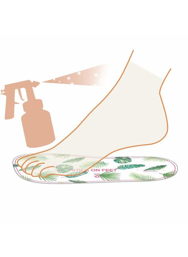 STICKONFEET 60 Pairs(120feets) Disposable Stick on Feet Pads for Sunless Airbrush Spray Tanning Palm Leaf Pattern From Fashionable Design - Image 2