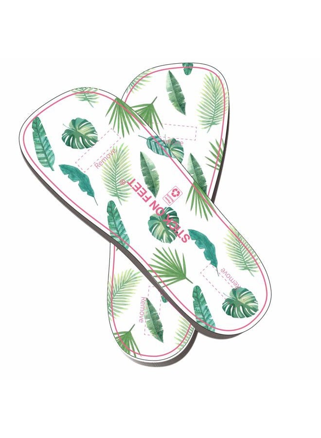 STICKONFEET 60 Pairs(120feets) Disposable Stick on Feet Pads for Sunless Airbrush Spray Tanning Palm Leaf Pattern From Fashionable Design - Image 4