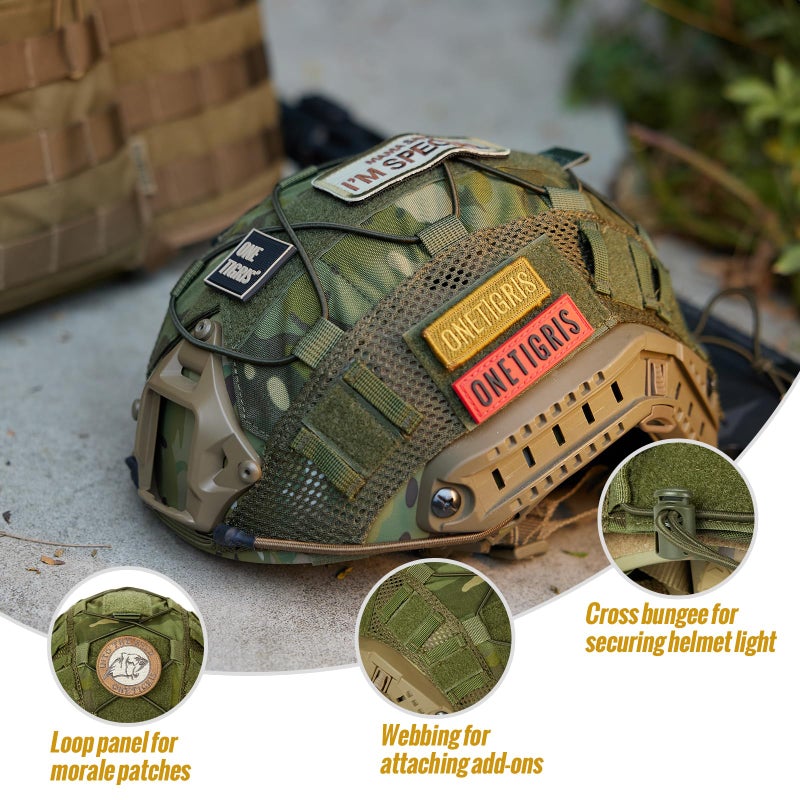 OneTigris Helmet Cover, Tactical Fast Helmet Cloth for Ops-Core Fast PJ Helmet in Size M/L, OneTigris PJ Airsoft Helmet in Size M/L(Without Helmet) - Image 3