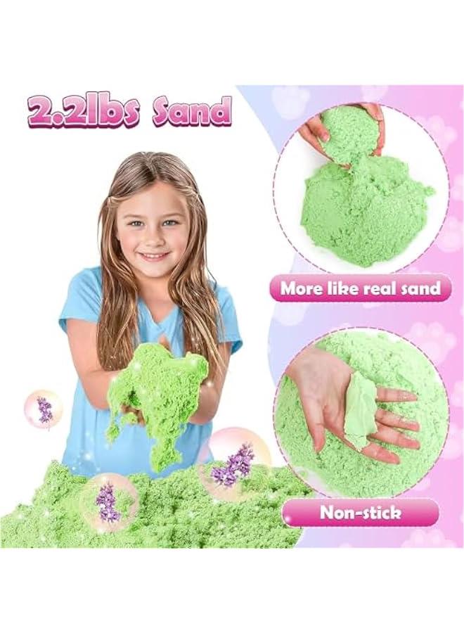 Cat Sandbox Toys Kids Play Sand Kit Toddler Sensory Bin Toy 2.2lbs Sand Pet Cat Figures Care Role Pretend Play Beach Toy Birthday Gift for Girls Boys 3 4 5 6 7 8 Years Old - Image 3