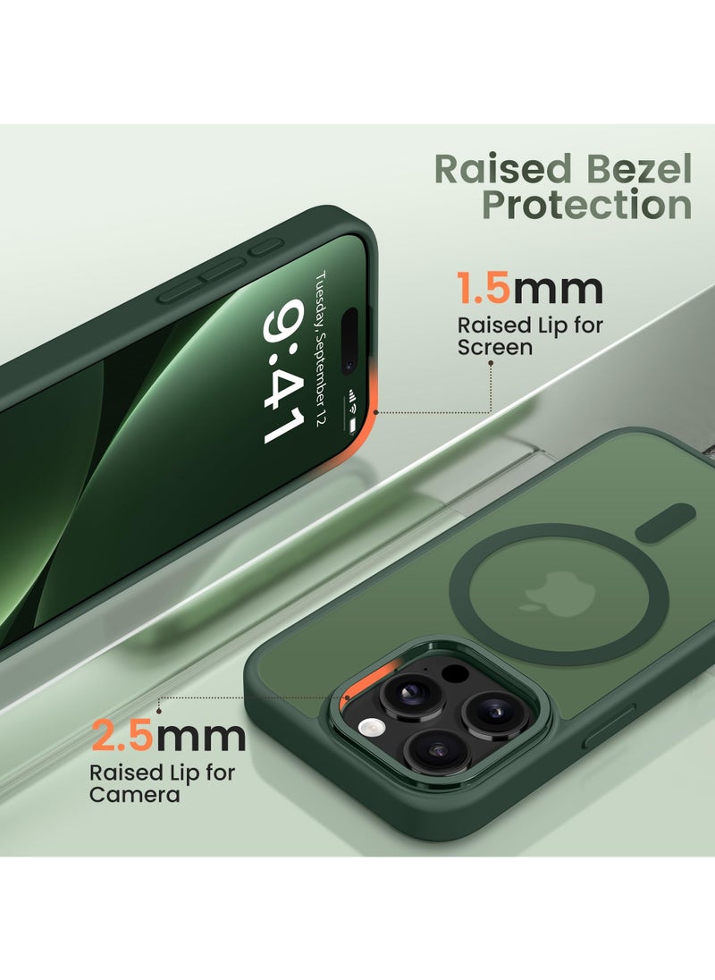 GolbinBox - For iPhone 15 Pro Case Magsafe Compatible Built-in Invisible Kickstand Premium Drop Protection Scratch-Resistant Translucent Matte Hard Back Shockproof Protective Phone Case Dark Green - Image 1