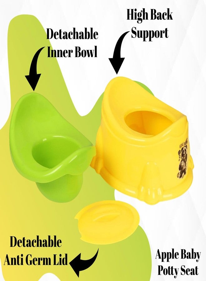 Zerya Apple Potty Toilet Trainer Seat with Removable Bowl And Closing Lid and High Back Support for 6-18 Month Toddler Boys Girls (Yellow & Green) - Image 4