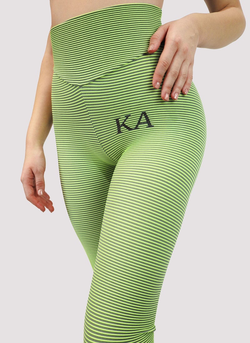 Kidwala Striped Capri Leggings - High Waisted Workout Gym Yoga Scrunch Pants For Women (Small, Green) - Image 4