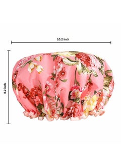 AIPAO Shower Caps, 3 PACK Bath Cap for Women Waterproof & Adjustable Double Layered Shower Cap (Multi-colored-7)  - Image 4