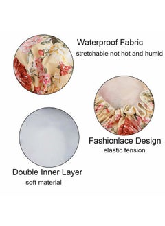 AIPAO Shower Caps, 3 PACK Bath Cap for Women Waterproof & Adjustable Double Layered Shower Cap (Multi-colored-7)  - Image 3