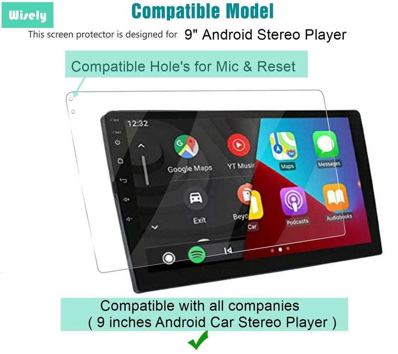 Wisely Screen Guard Protector for 9 Inch Android Car Stereo System, Touch Display 9H Protection Anti Scratch, Easy installation kit, HD Clear, Full Cover - Image 2
