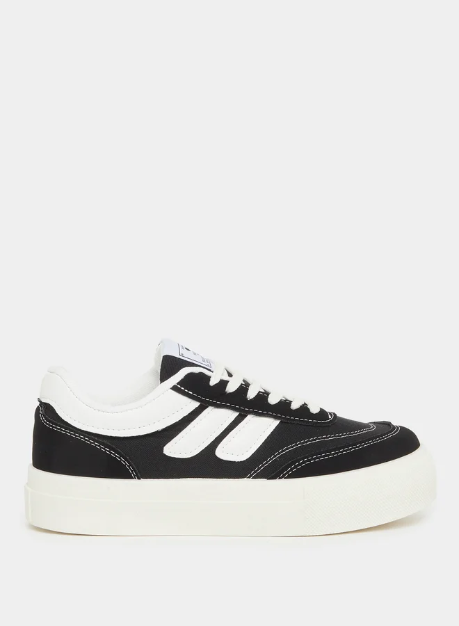 Styli Styli Panelled Lace Up Sneakers with Stitching Detail