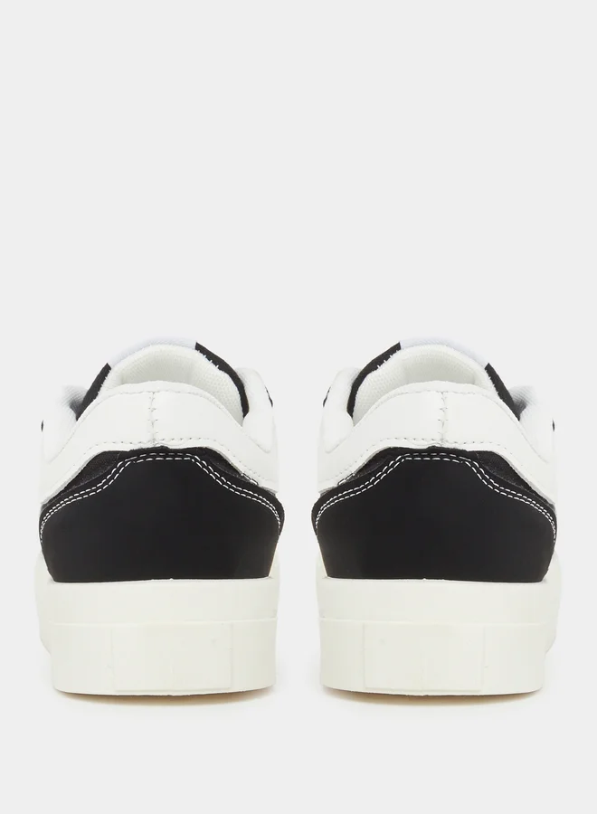 Styli Styli Panelled Lace Up Sneakers with Stitching Detail